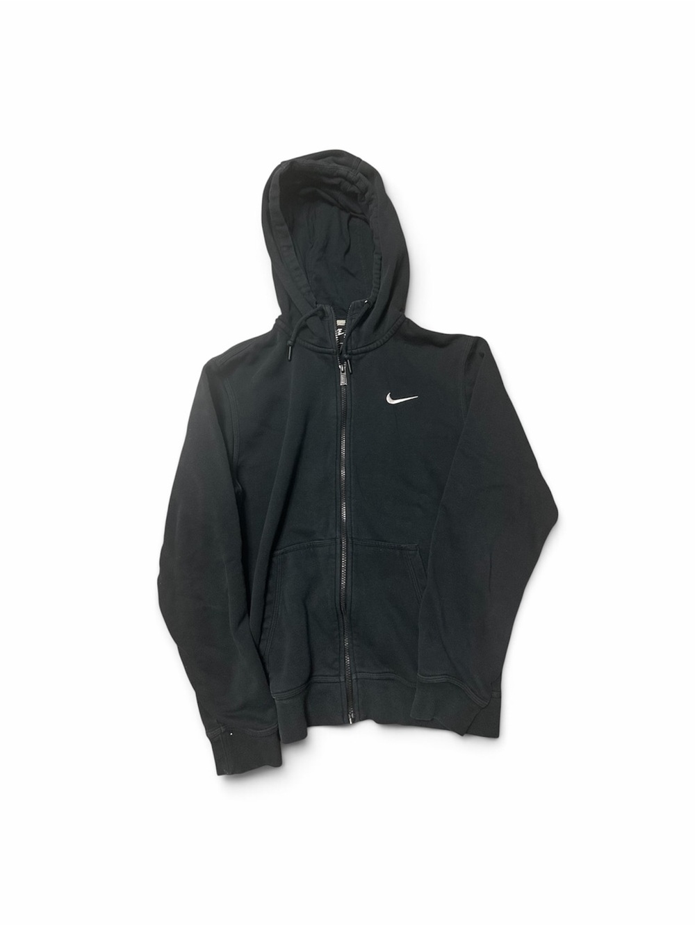 Nike Black Youth Full-Zip Hooded Jacket with White Swoosh